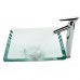 Kraus GVS-901-19mm-SN Aquamarine Square Clear Glass Vessel Bathroom Sink with PU-MR Satin Nickel - B0052F6UHU